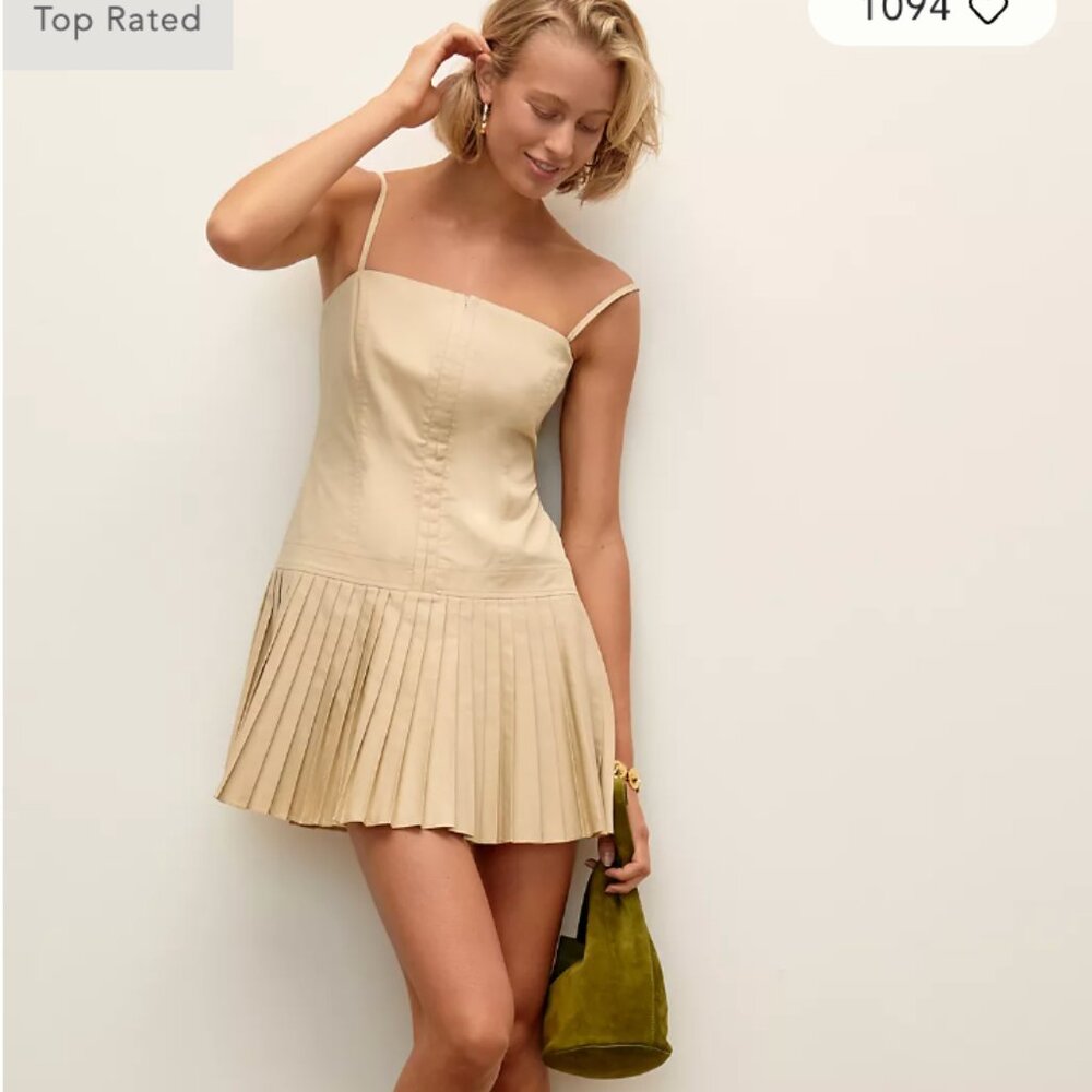 NWT Mare Mare Square-Neck Pleated Mini Dress SZ XS & SMALL